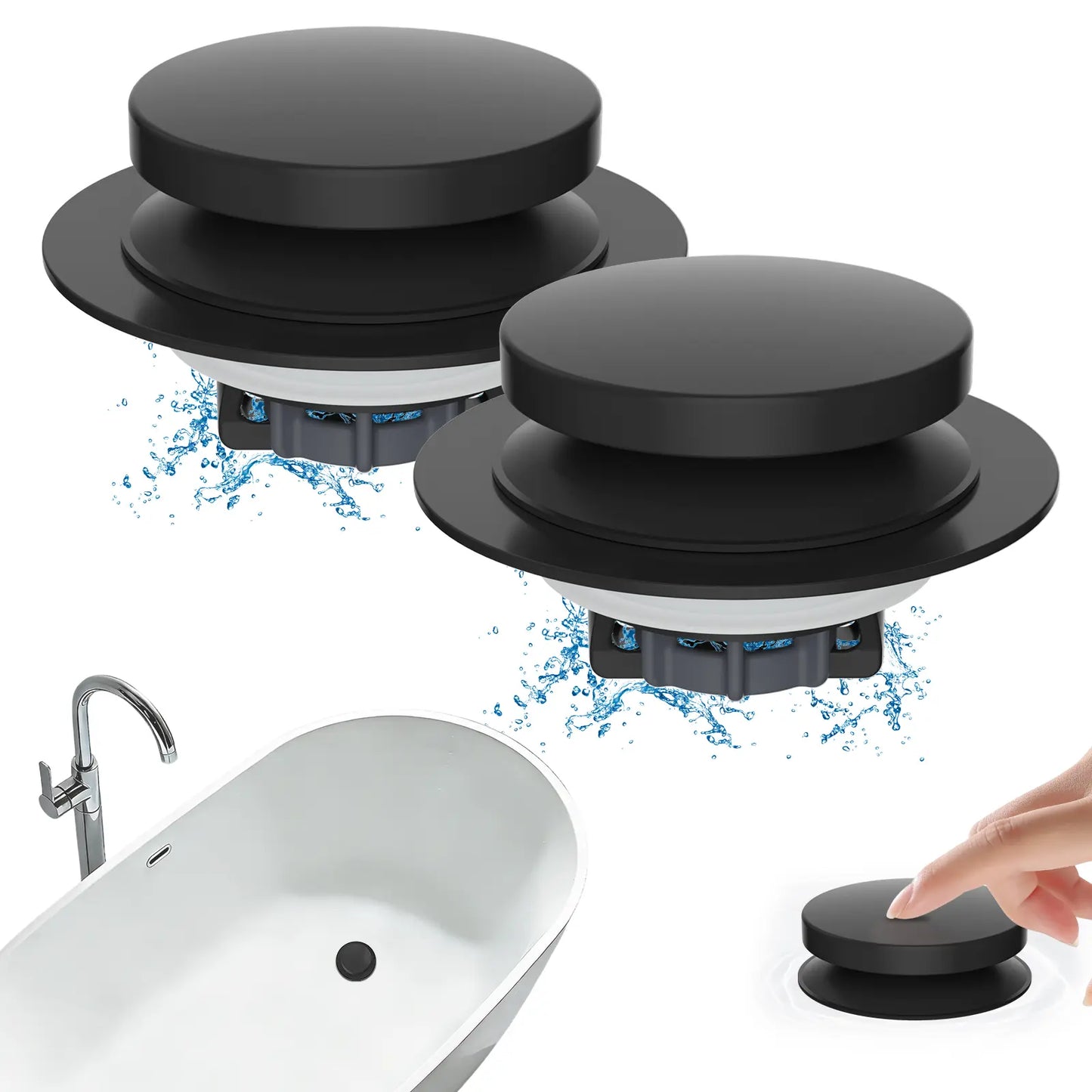 Hibbent Bathtub Drain Stopper, Bathroom Drain Stopper with Hair Catcher, Bath Tub Drain Strainer Plug and Cover
