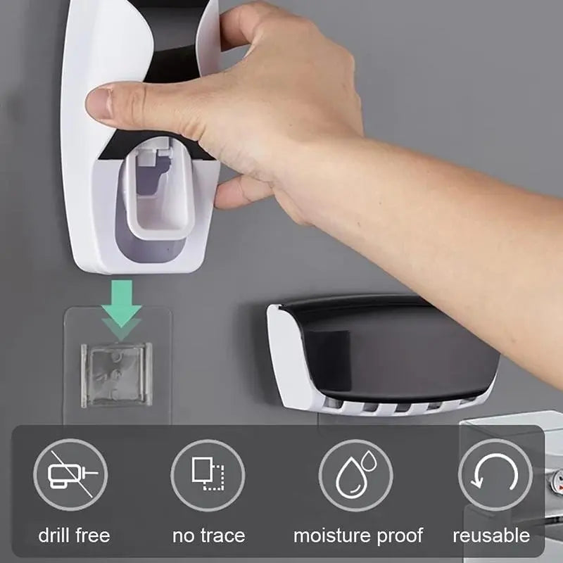 The Ultimate Bathroom Storage Solution! 🦷 This 2-Piece Punch-Free Toothbrush Storage Holder and Automatic Toothpaste Dispenser Provide Hassle-Free Sterile Storage and Complete Your Family'S Dental Needs – the Perfect Christmas Gift!