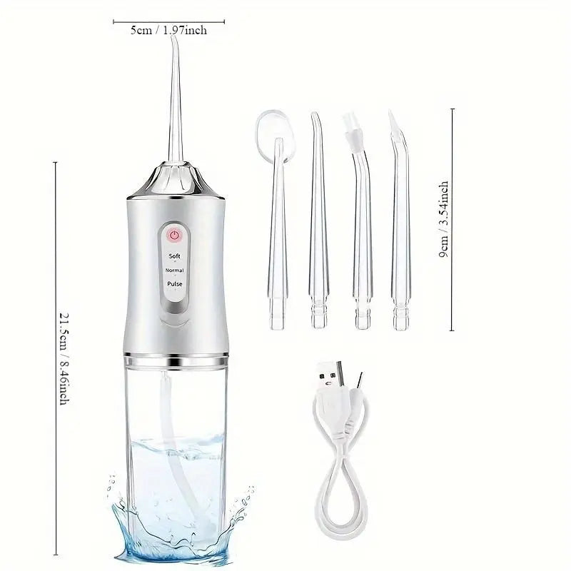 Portable Oral Irrigator, 1 Set Rechargeable Water Flosser, Waterproof Cordless Dental Irrigator, Oral Care Tool for Home & Travel