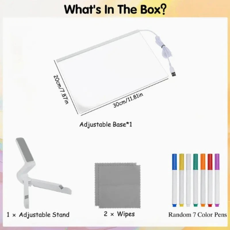 Light up Acrylic Message Board Rewritable DIY Children'S Glowing Drawing Board Message Lamp with 7 Colorful Pens
