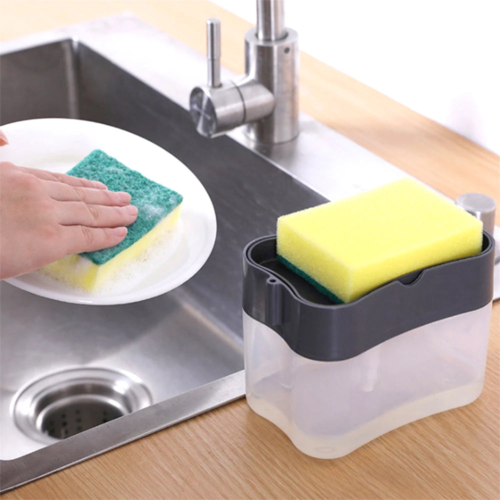 Kitchen Style Automatic Liquid Dispenser Dishwashing Brush Pot Tool Soap Dispenser with Press Cleaning Pot Brush