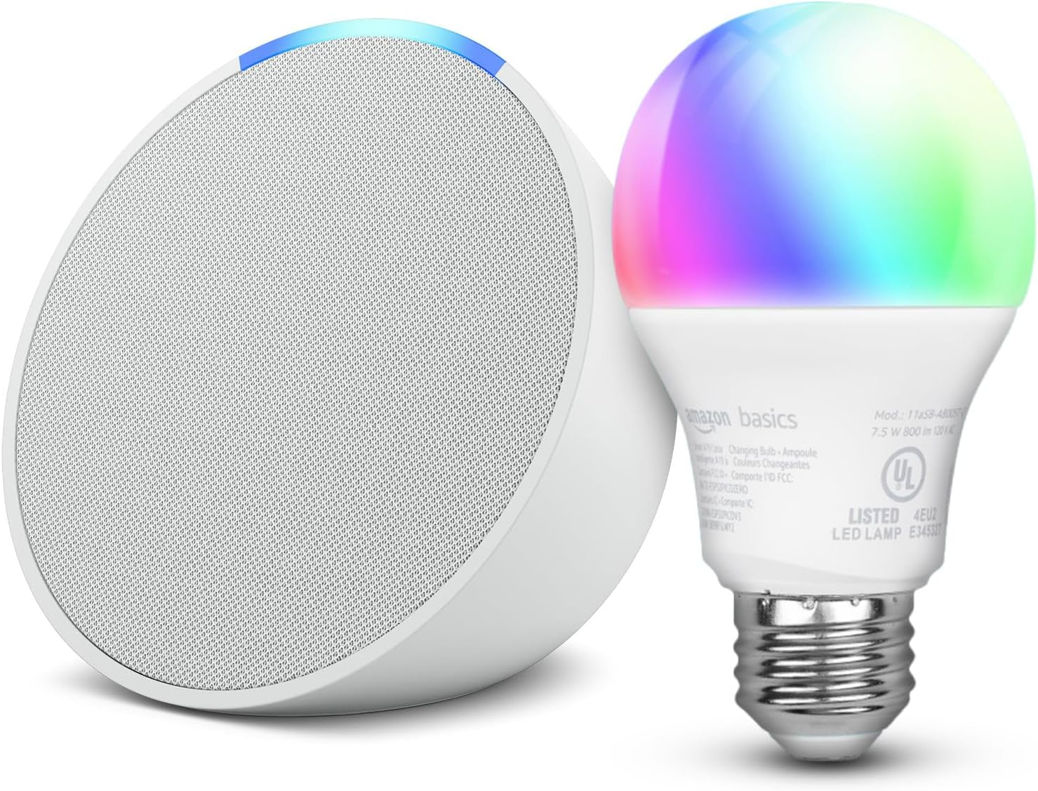 Echo Pop with  Basics Smart Color Bulb