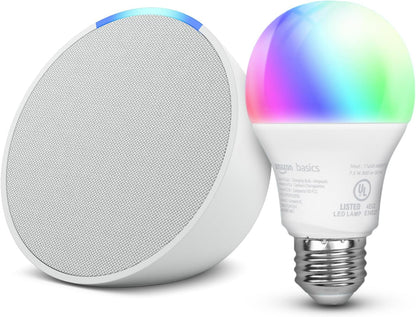 Echo Pop with  Basics Smart Color Bulb