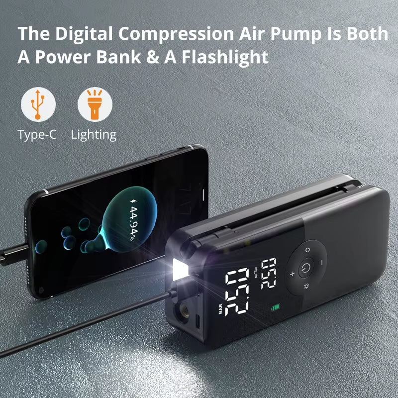 Rechargeable Air Pump Tire Inflator Portable Compressor Digital Cordless Car Tyre Inflator for Motocycle Bicycle Balls