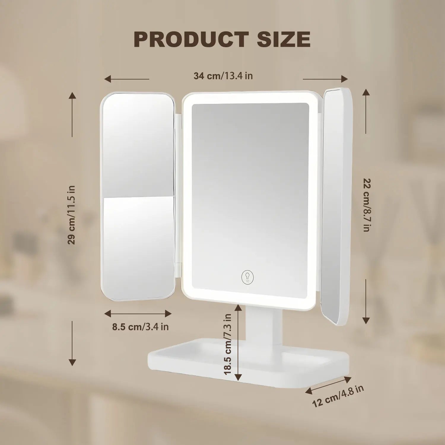 Summervibes Foldable LED Makeup Mirror, 3 Light Modes, 2X/3X HD Magnification, Touch Dimmable, 360° Rotatable, Portable Vanity Mirror, Exquisite Gift Box, Ideal Gift for Mom and Girlfriend