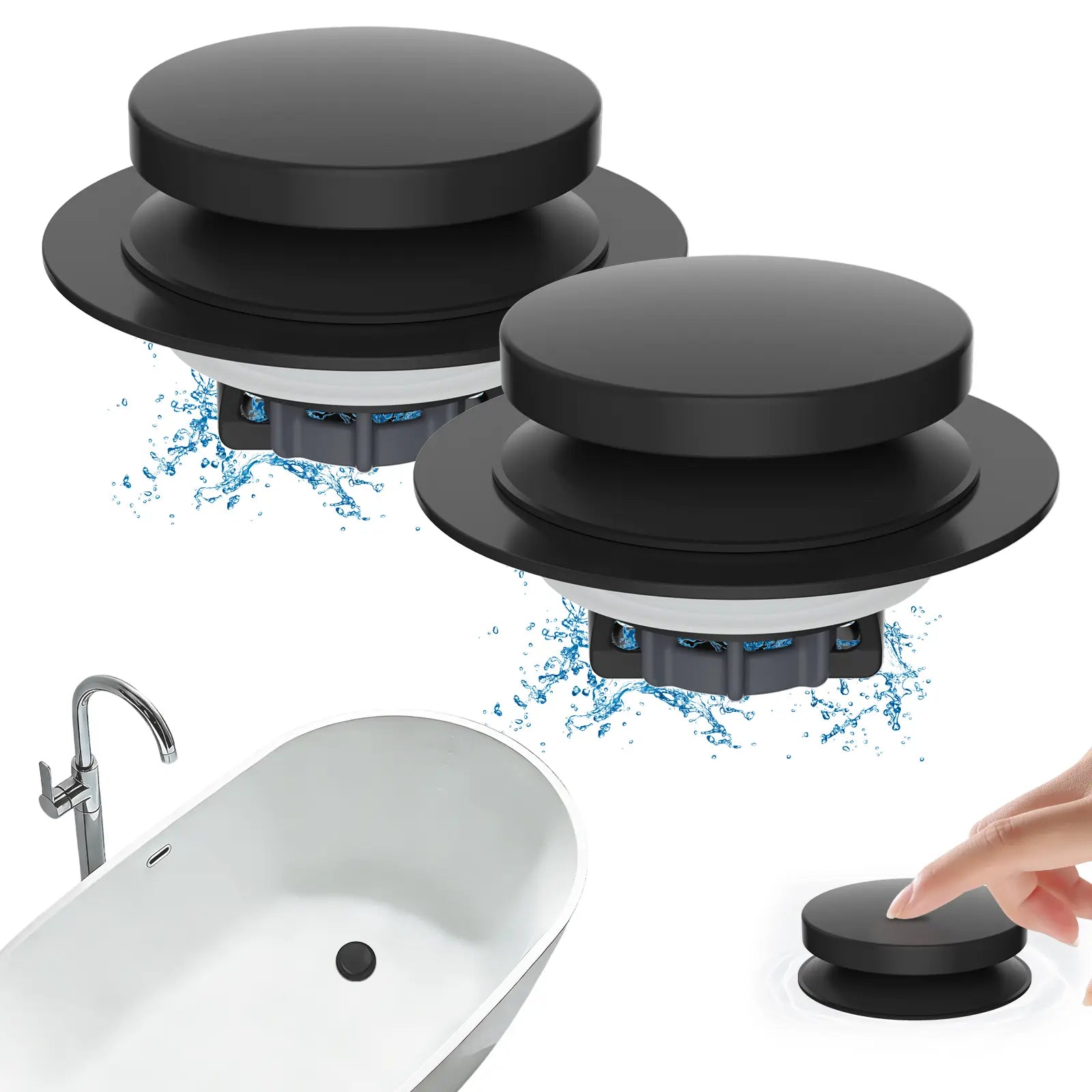 Hibbent Bathtub Drain Stopper, Bathroom Drain Stopper with Hair Catcher, Bath Tub Drain Strainer Plug and Cover