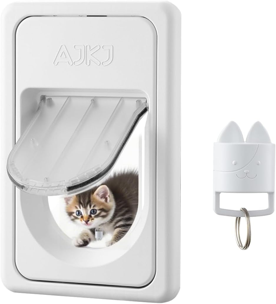 Smart Electronic Pet Door, Automatic Cat Dog Door with 3 Modes, Battery Powered Electronic Sensor Pet Door with 1 Sensing Key, Fit for Small/Medium Pets up to 35Lbs - Small Size