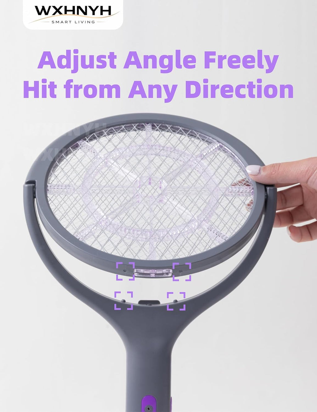 Electric Fly Swatter with Extendable Handle & Rotating Head, 3000V Rechargeable Bug Zapper Racket, 1200Mah Long Lasting, Reach Every Corner, Indoor Outdoor Mosquito Swatter
