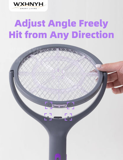 Electric Fly Swatter with Extendable Handle & Rotating Head, 3000V Rechargeable Bug Zapper Racket, 1200Mah Long Lasting, Reach Every Corner, Indoor Outdoor Mosquito Swatter