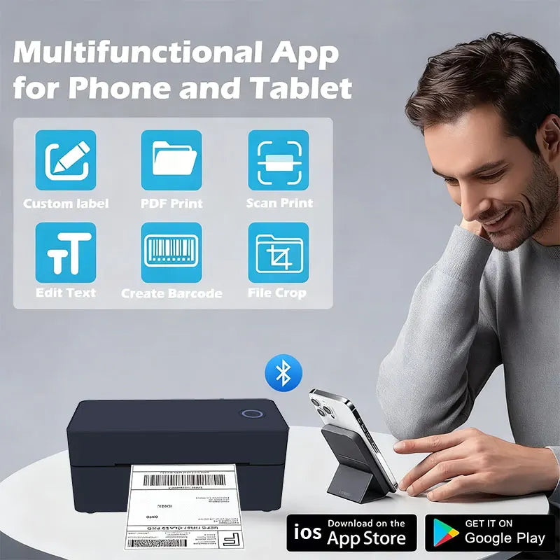 Wireless Bluetooth Thermal Shipping Label Printer 4X6 Support Android Mac Iphone Windows - Shipping Label Printer