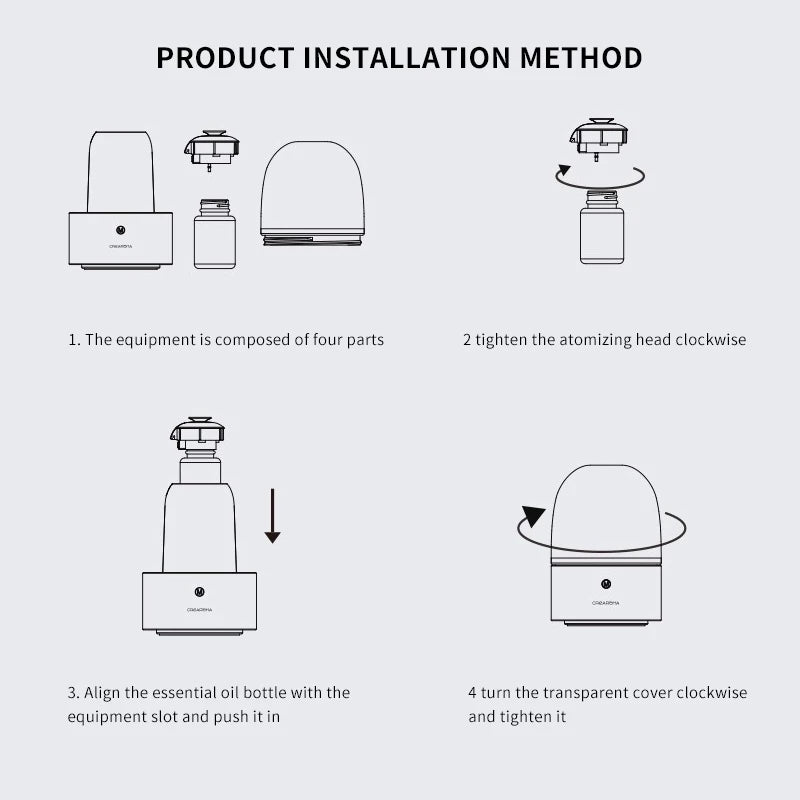 Intelligent Aromatherapy Humidifier Pure Essential Oil Ambient Light Intelligent Timing App Lication Control Home Office (