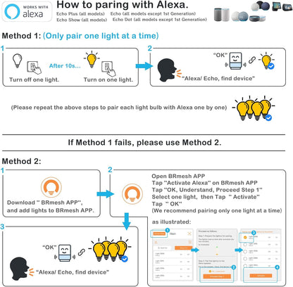 Alexa Light Bulb 1300LM, 12W Smart Light Bulbs Warm White to Daylight Tunable, A19 E26 Bluetooth LED Bulbs for Bedroom Kitchen Living Room Office（12 Pack）