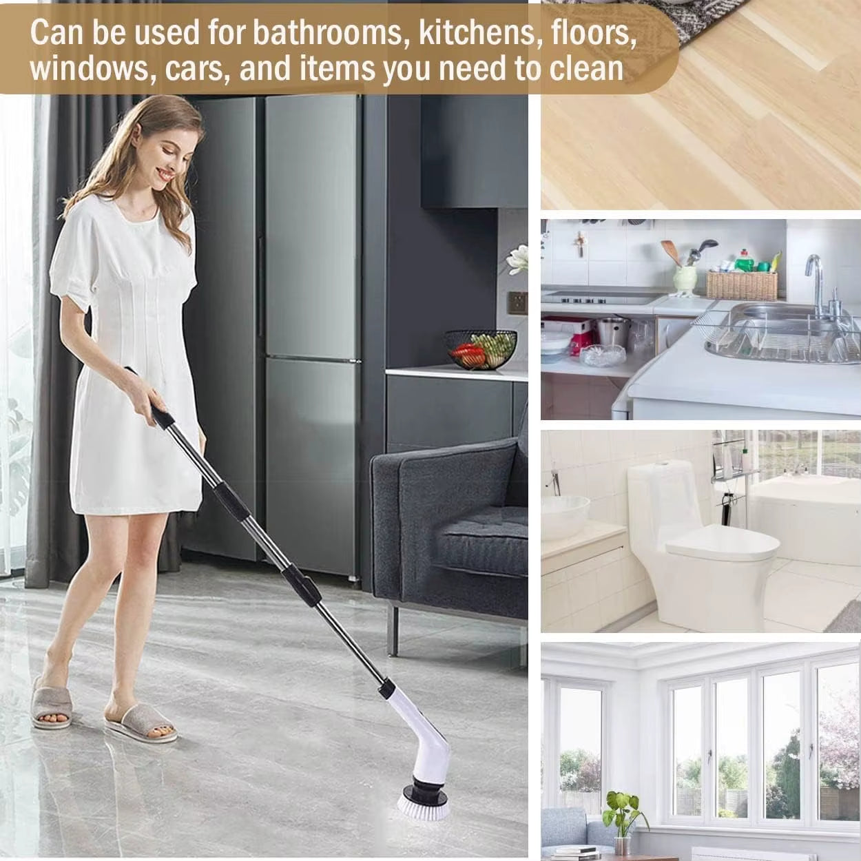 Cordless Spin Scrubber Electric Multipurpose Cleaning Brush for Kitchen Bathroom Toilet - Household Hair Brushes and Mops