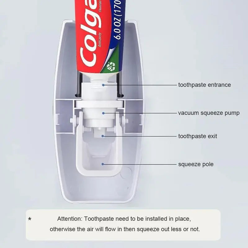 The Ultimate Bathroom Storage Solution! 🦷 This 2-Piece Punch-Free Toothbrush Storage Holder and Automatic Toothpaste Dispenser Provide Hassle-Free Sterile Storage and Complete Your Family'S Dental Needs – the Perfect Christmas Gift!