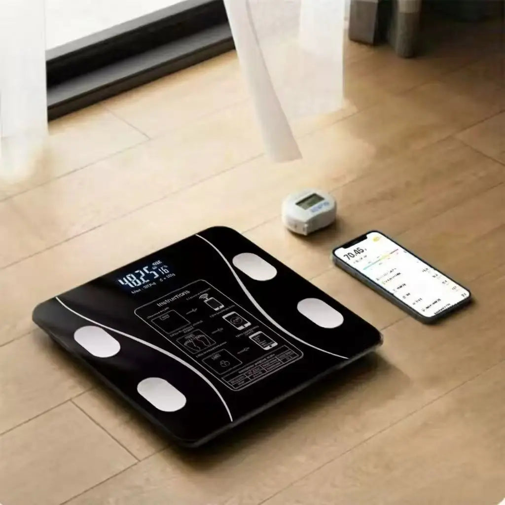 Body Fat Scale Smart Wireless Digital Bathroom Weight Scale Body Composition Analyzer with Smartphone App Bluetooth-Compatible
