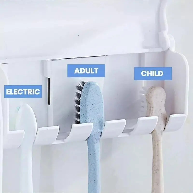 The Ultimate Bathroom Storage Solution! 🦷 This 2-Piece Punch-Free Toothbrush Storage Holder and Automatic Toothpaste Dispenser Provide Hassle-Free Sterile Storage and Complete Your Family'S Dental Needs – the Perfect Christmas Gift!