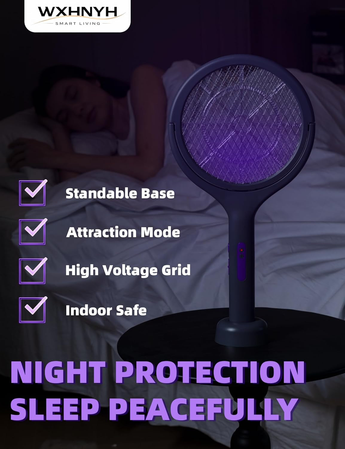 Electric Fly Swatter with Extendable Handle & Rotating Head, 3000V Rechargeable Bug Zapper Racket, 1200Mah Long Lasting, Reach Every Corner, Indoor Outdoor Mosquito Swatter