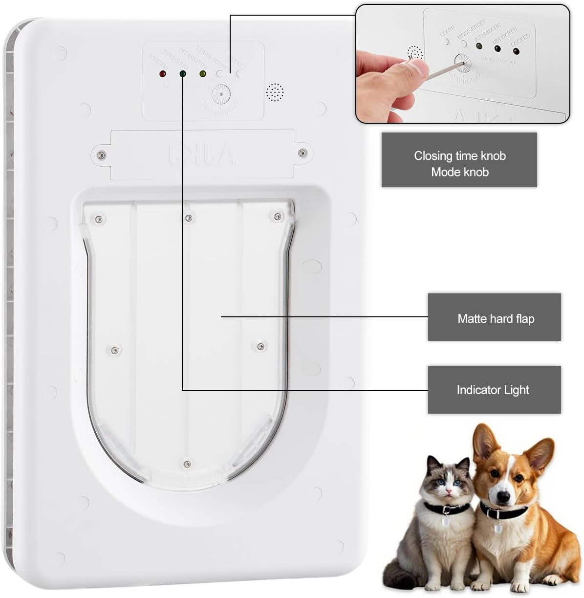 Smart Electronic Pet Door, Automatic Cat Dog Door with 3 Modes, Battery Powered Electronic Sensor Pet Door with 1 Sensing Key, Fit for Small/Medium Pets up to 35Lbs - Small Size